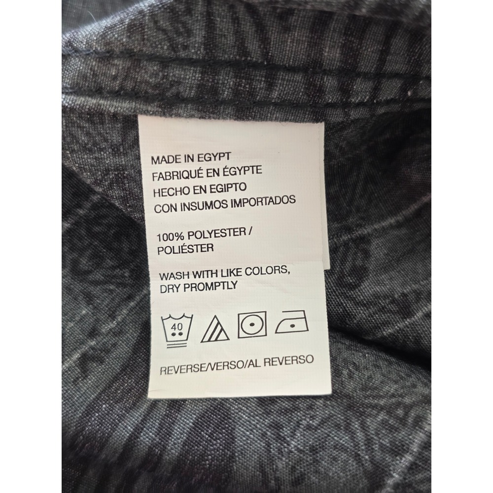 Button Down Tropical Palm Print Camp Shirt XXL Charcoal Grey Summer Resort - Picture 5 of 7